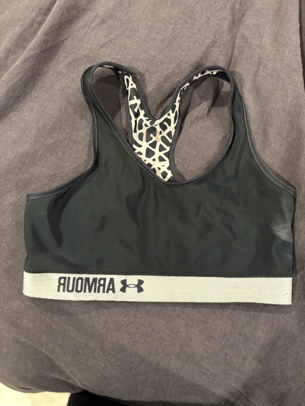 Under Armour Black Sports Bra with Patterned Racerback Reversable
